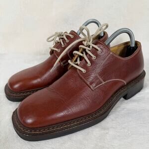 Navyboot Swiss Made Mens Brown Leather Derby Shoes Square Toe Italy Sole EU 41